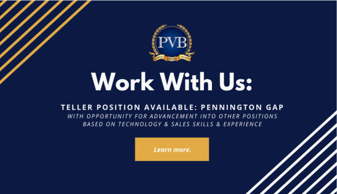 Now Hiring Teller Pennington Gap